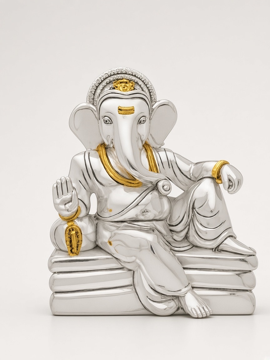 Italian silver covering idol of Allura Ganesha