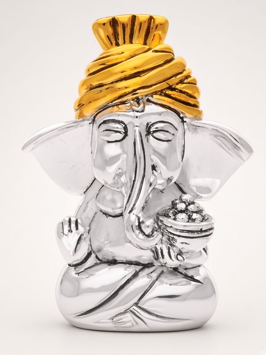 Italian silver covering idol of Baby Ganesha Big