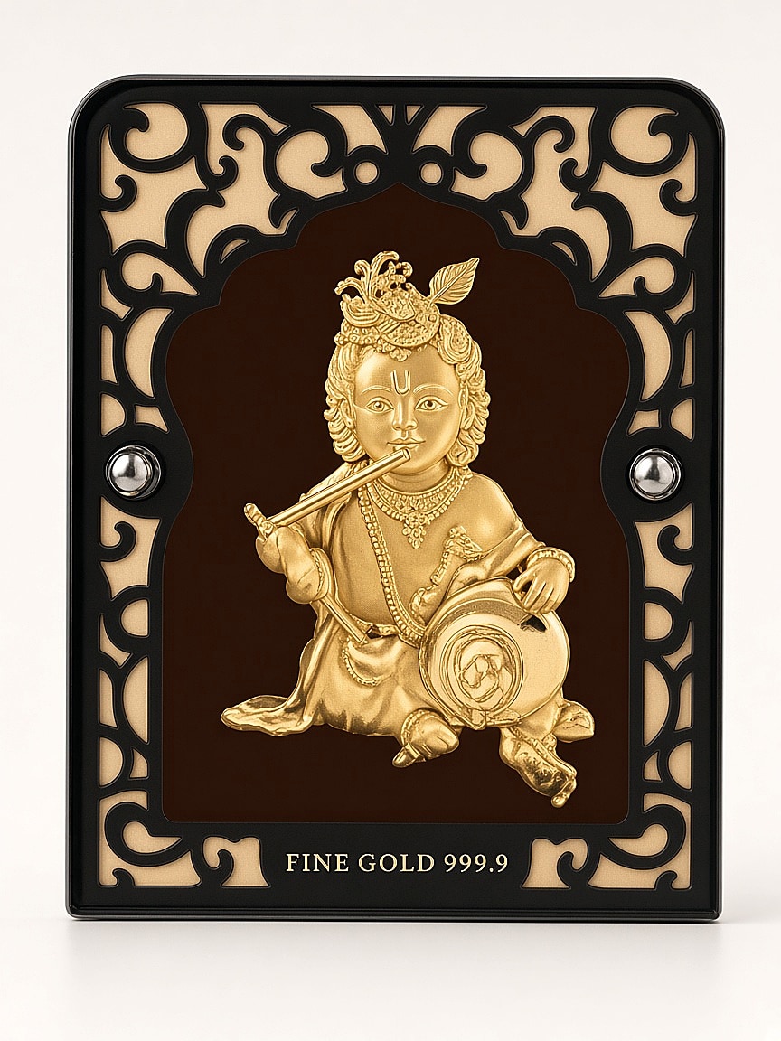 24kt gold leaf artwork of Bal Gopal