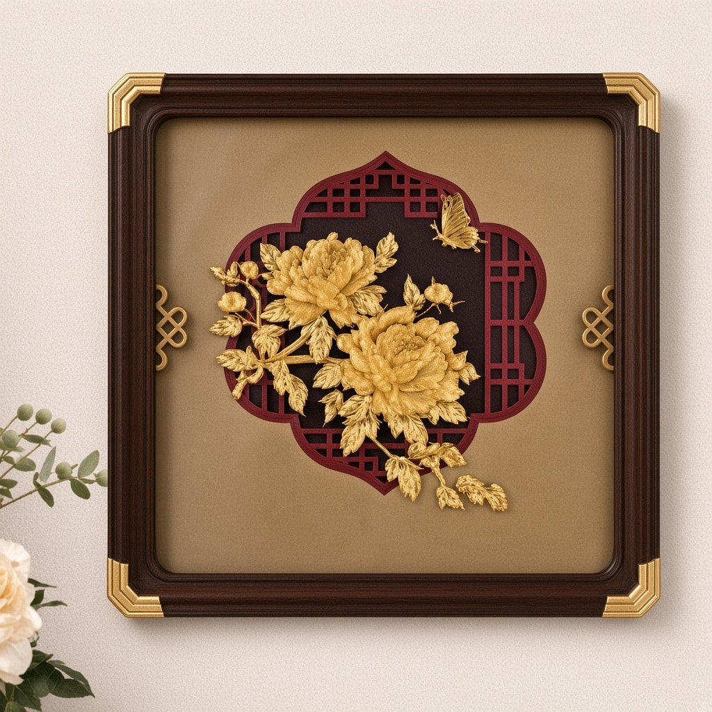 24kt gold leaf artwork of Butterfly Embrace