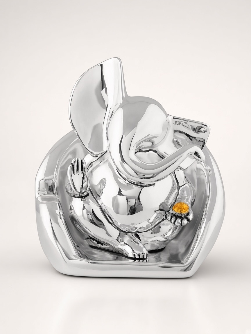 Italian silver covering idol of Chair Ganesha