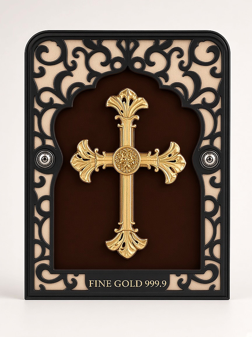 24kt gold leaf artwork of the Cross