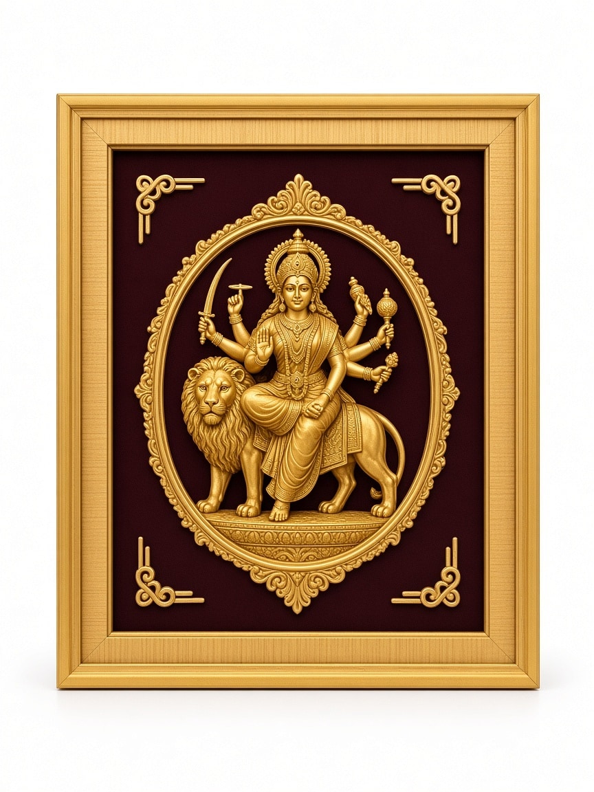 24kt gold leaf artwork of Durga Maa