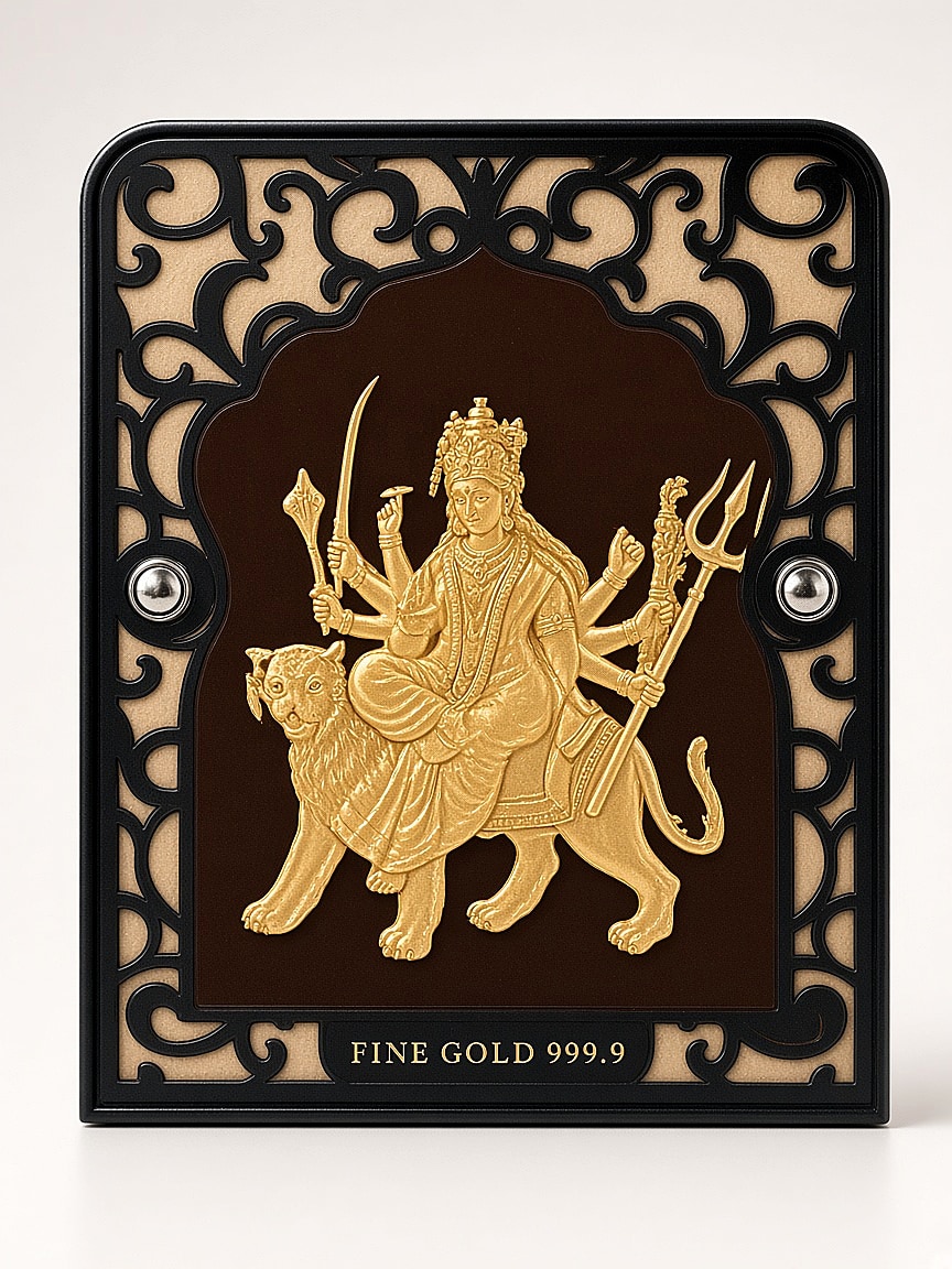 24kt gold leaf artwork of Durga Maa