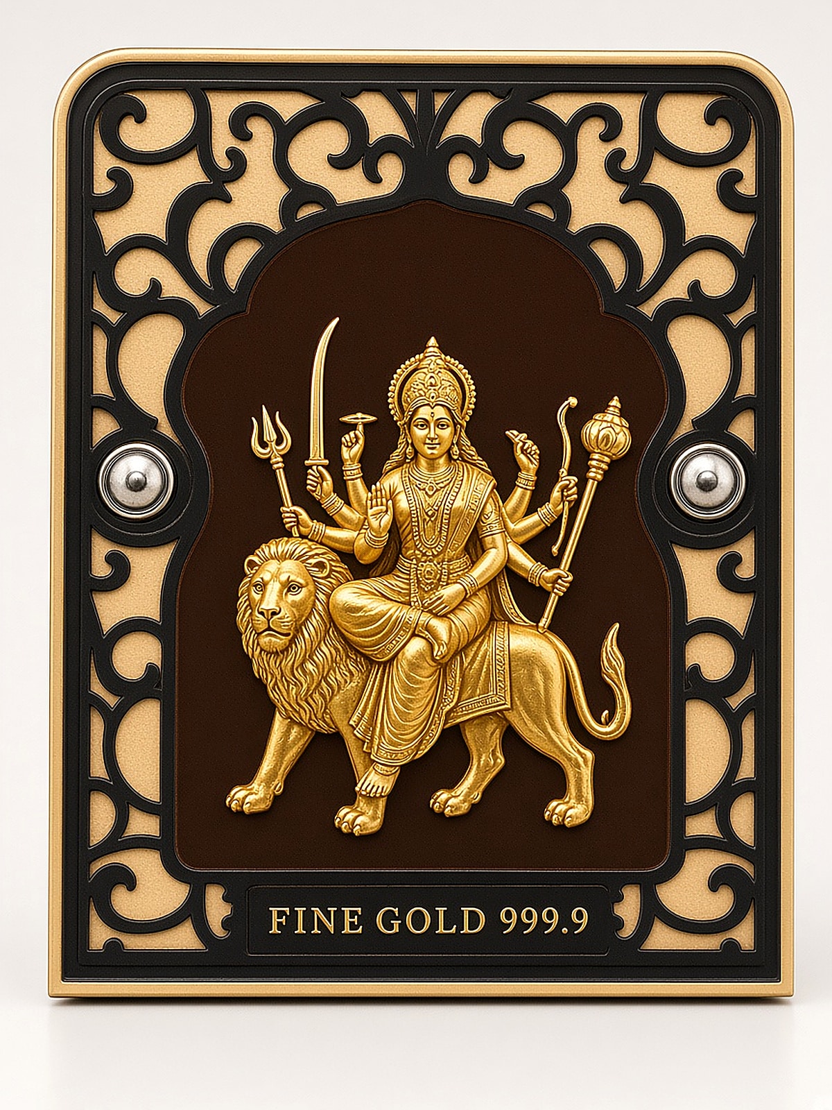 24kt gold leaf artwork of Durga Maa