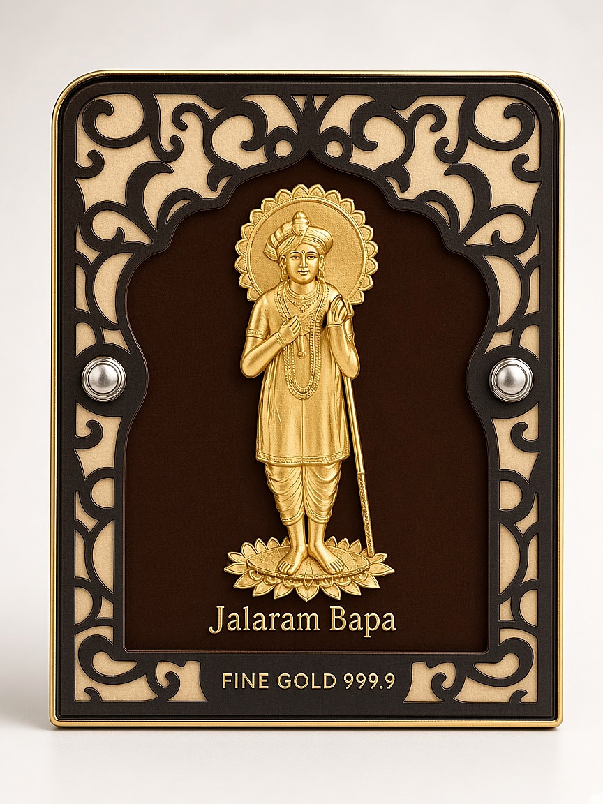 24kt gold leaf artwork of Jalaram Bapa