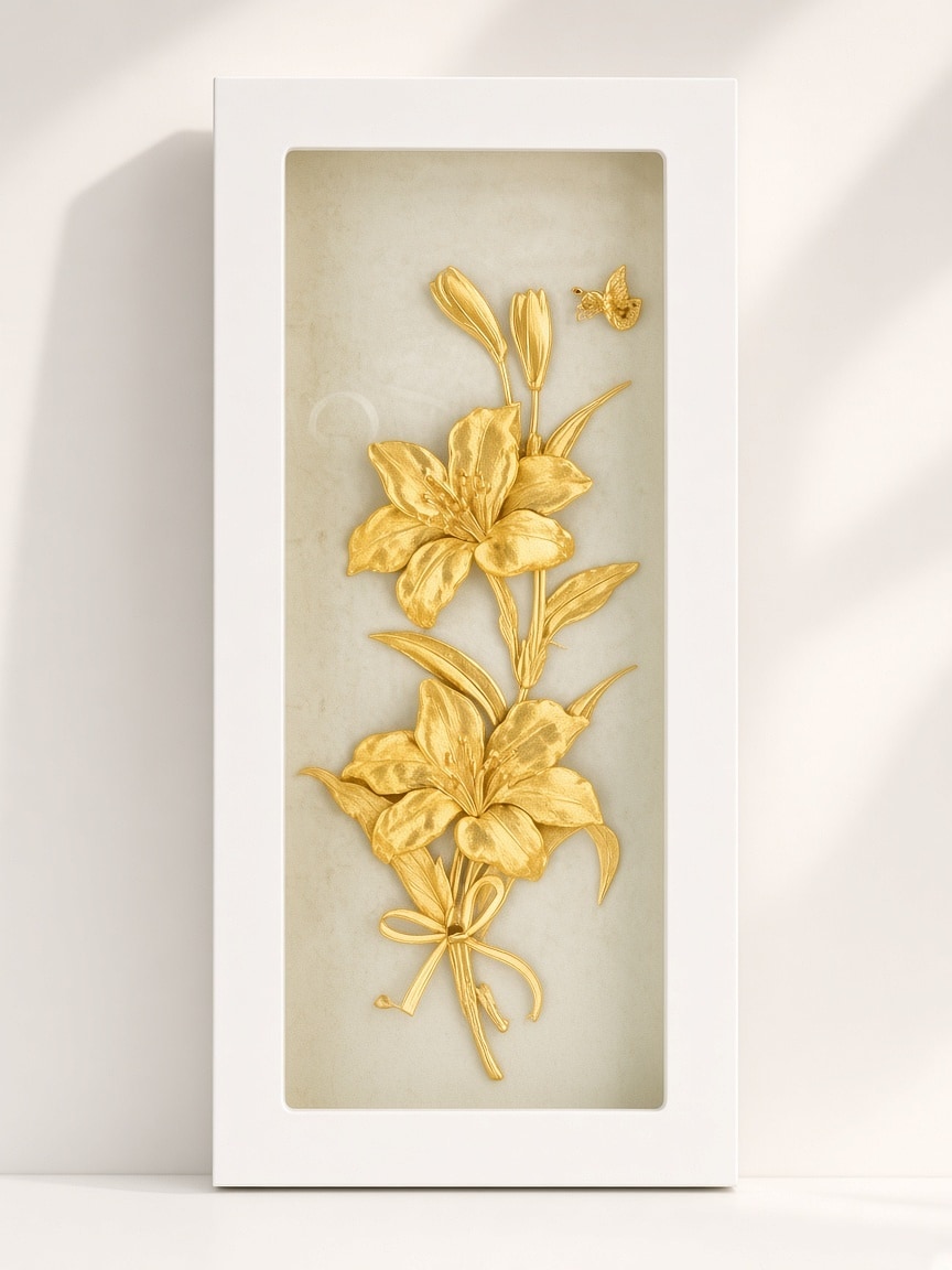 24kt gold leaf artwork of Lily Bukey
