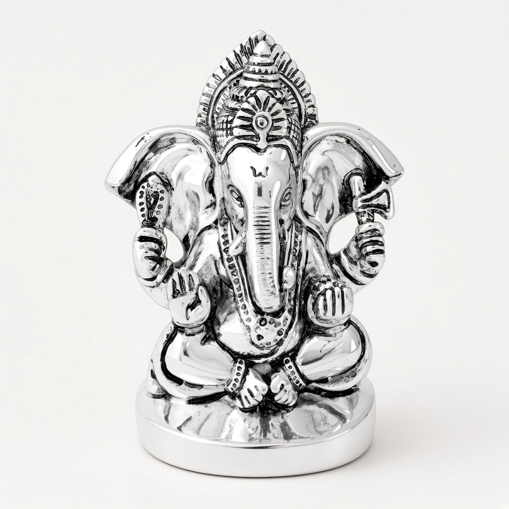 Italian silver covering idol of Little Round Ganesha