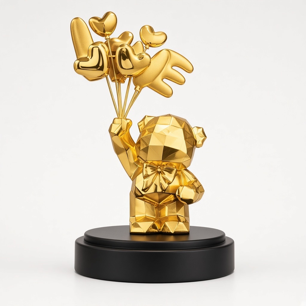 24kt gold leaf artwork of Love Teddy Bear