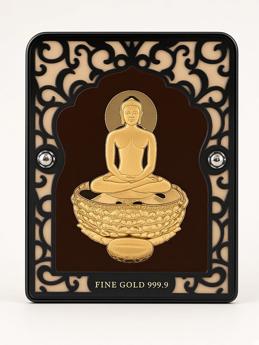 24kt gold leaf artwork of Mahavir Swami