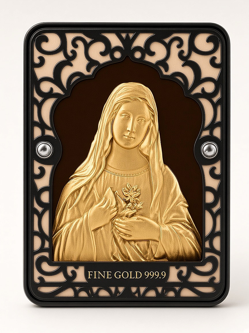 24kt gold leaf artwork of Mother Mary