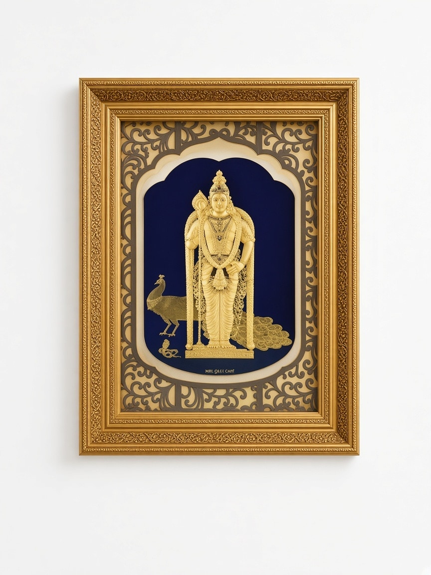 24kt gold leaf artwork of Murugan Swamy