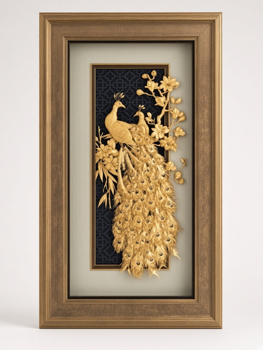 24kt gold leaf artwork of Peacock