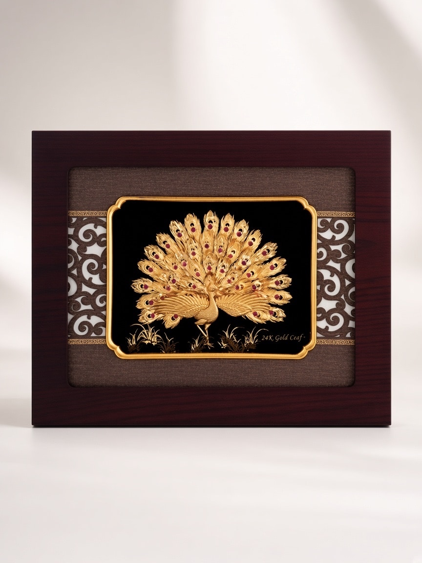 24kt gold leaf artwork of Peacock