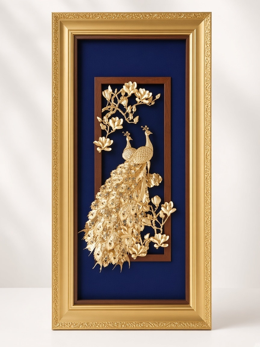 24kt gold leaf artwork of Peacock