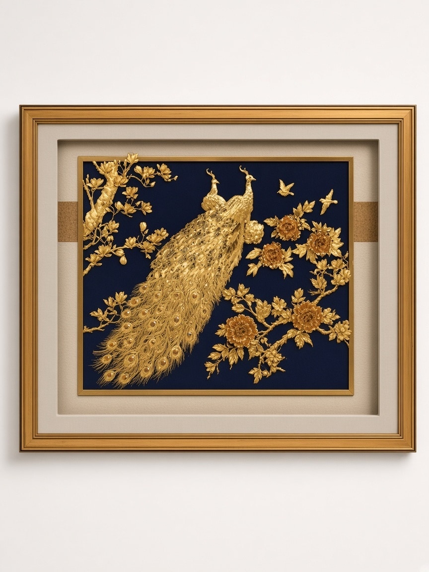 24kt gold leaf artwork of Peacock