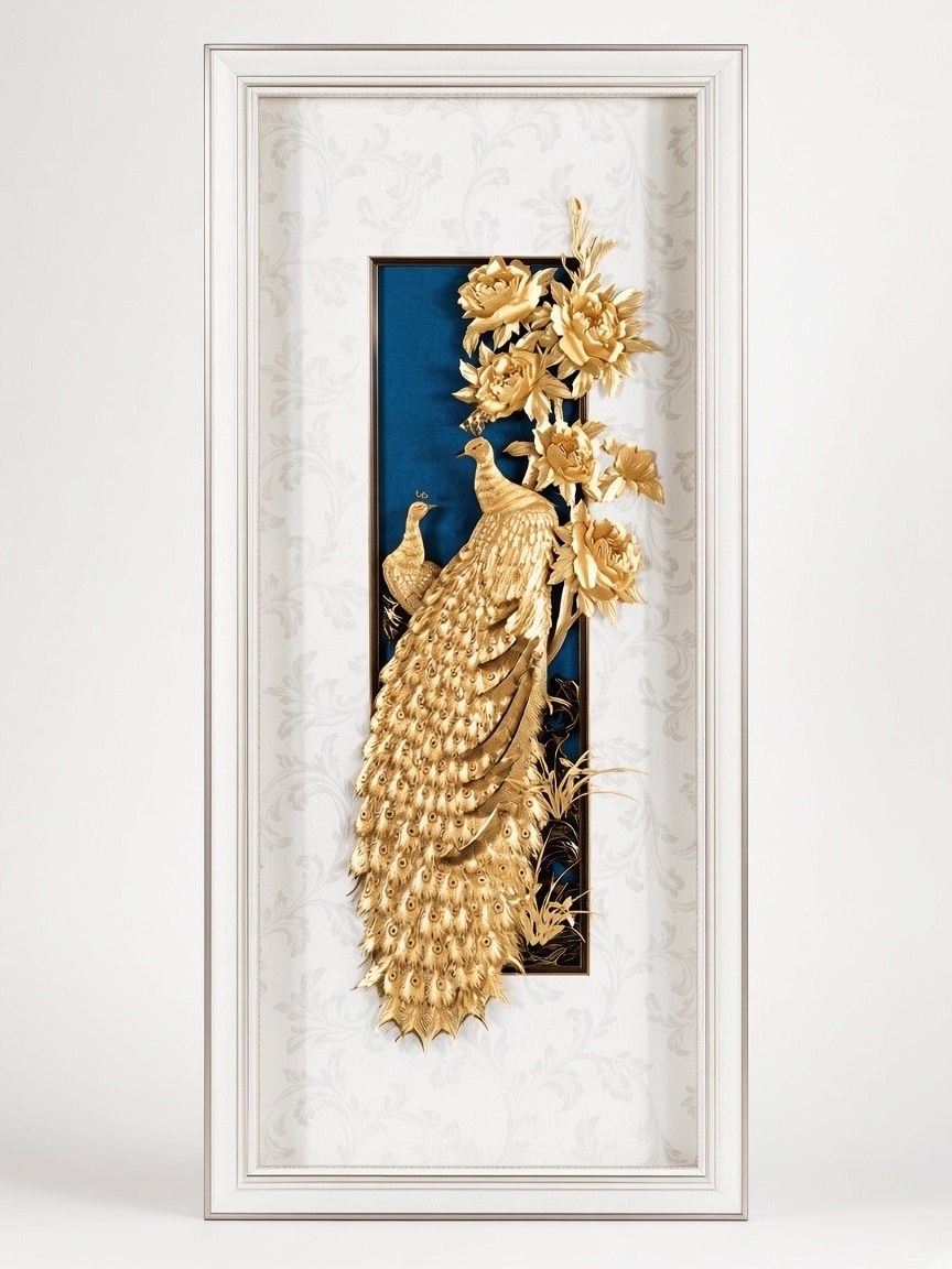 24kt gold leaf artwork of Peacock Pair