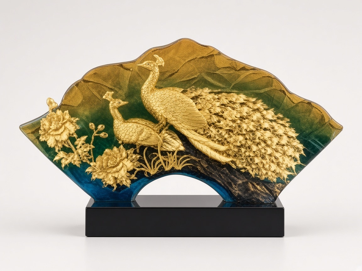 24kt gold leaf artwork of Peacock Paradise