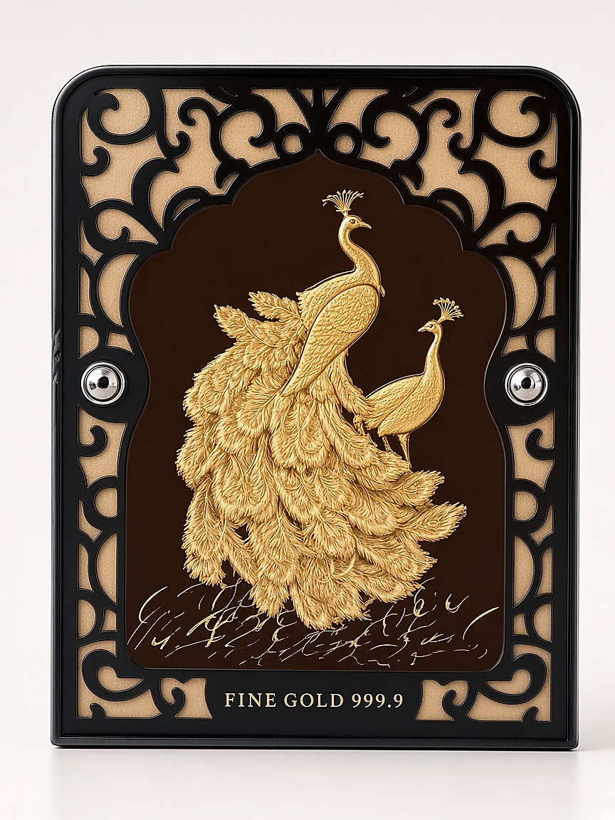 24kt gold leaf artwork of a peacock