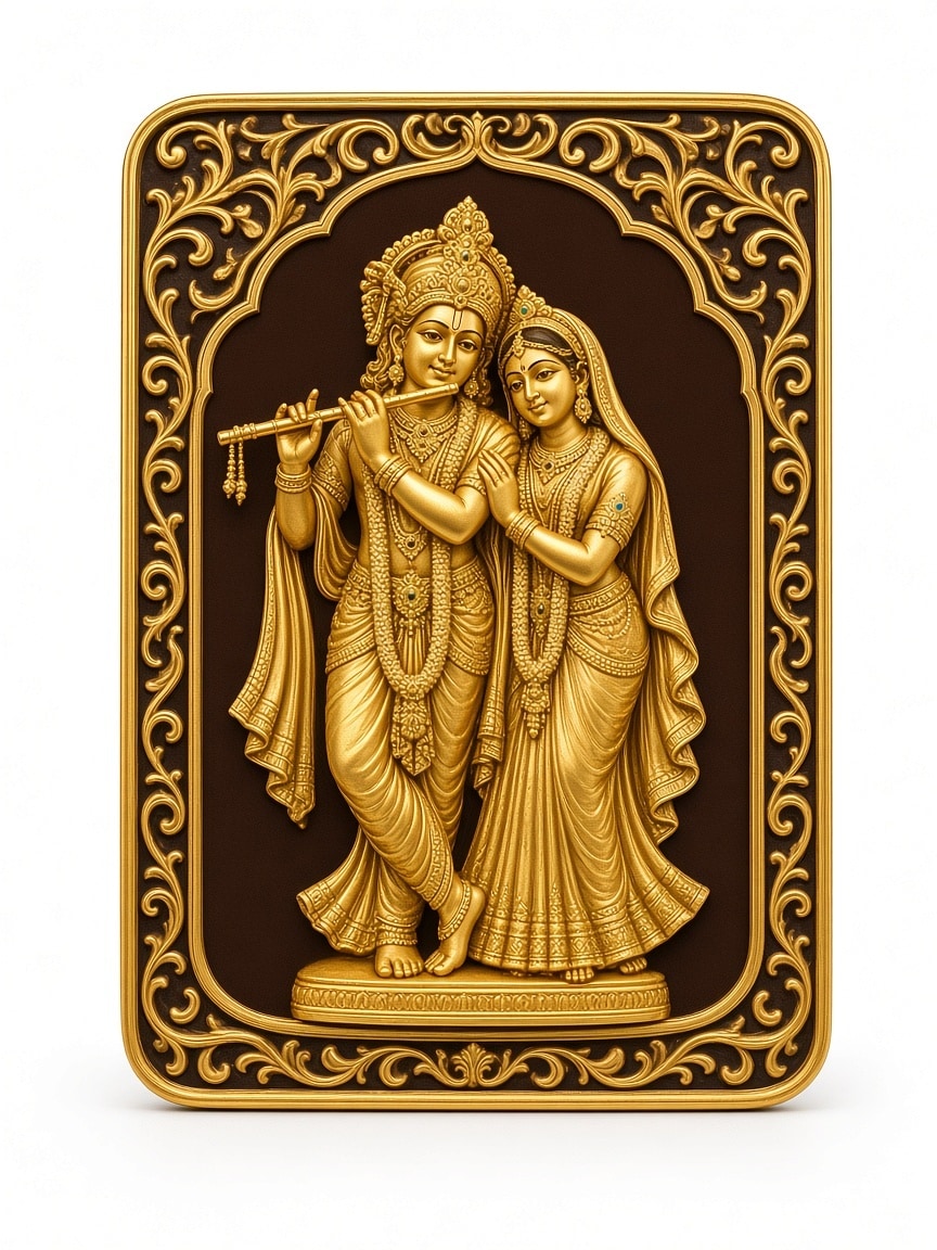 24kt gold leaf artwork of Radha Krishna