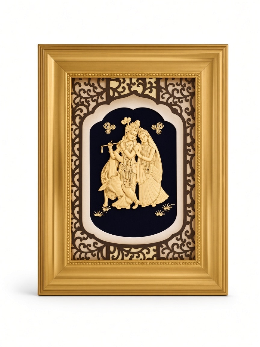 24kt gold leaf artwork of Radha Krishna