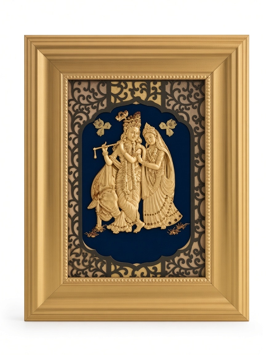 24kt gold leaf artwork of Radha Krishna