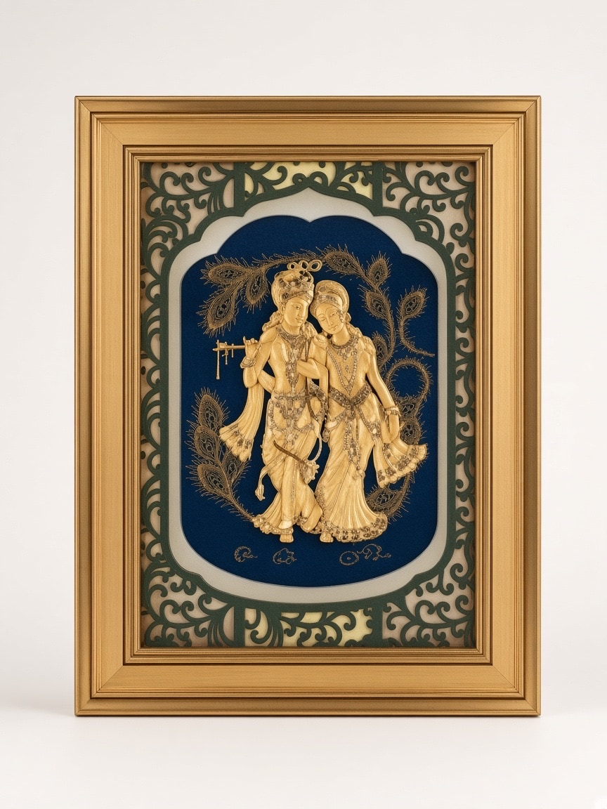 24kt gold leaf artwork of Radha Krishna