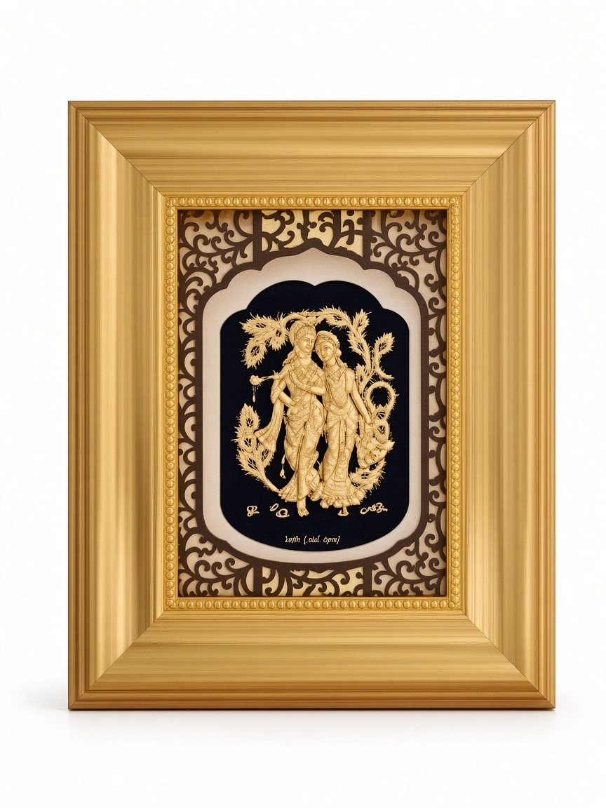 24kt gold leaf artwork of Radha Krishna