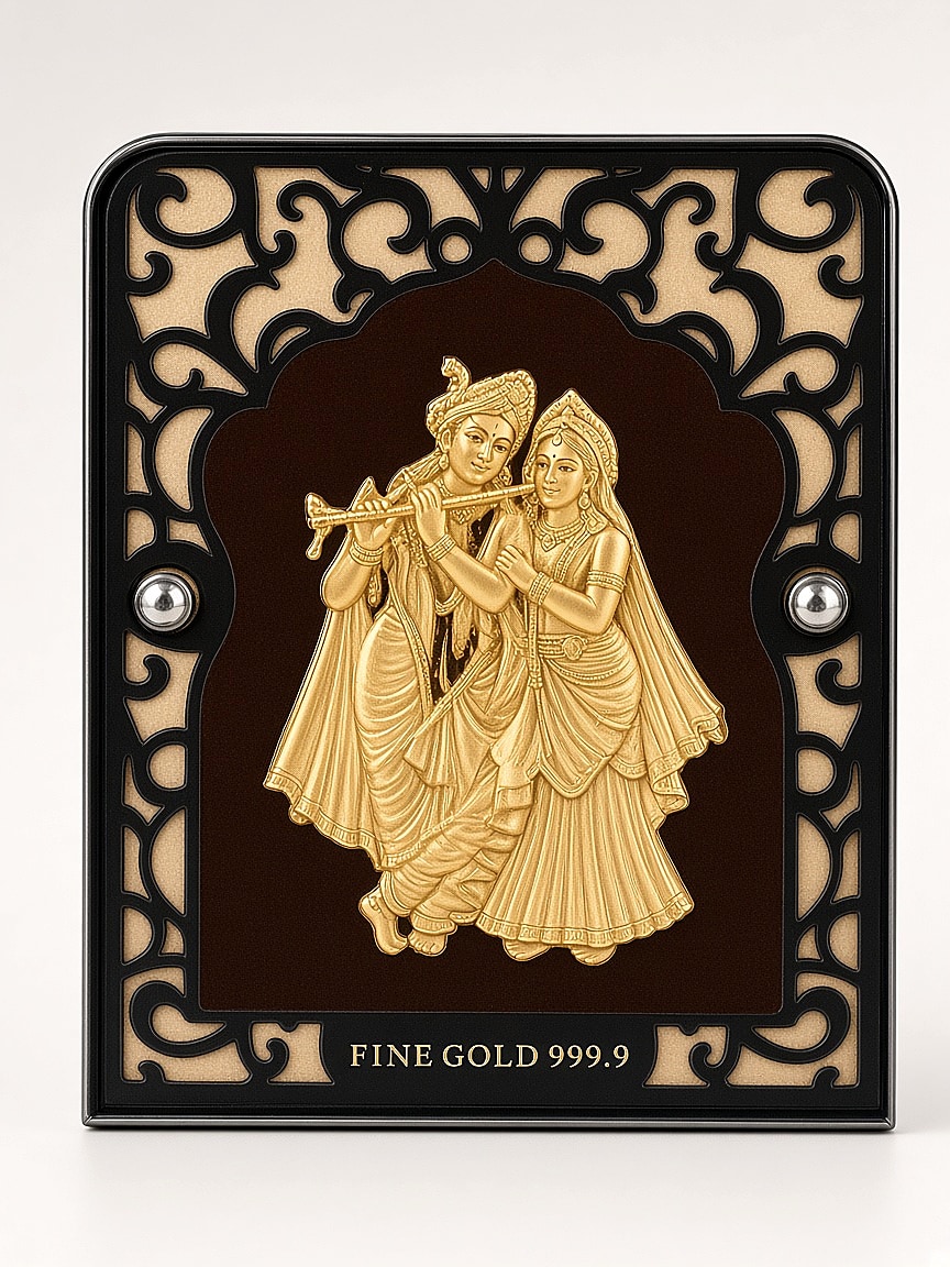 24kt gold leaf artwork of Radha Krishna