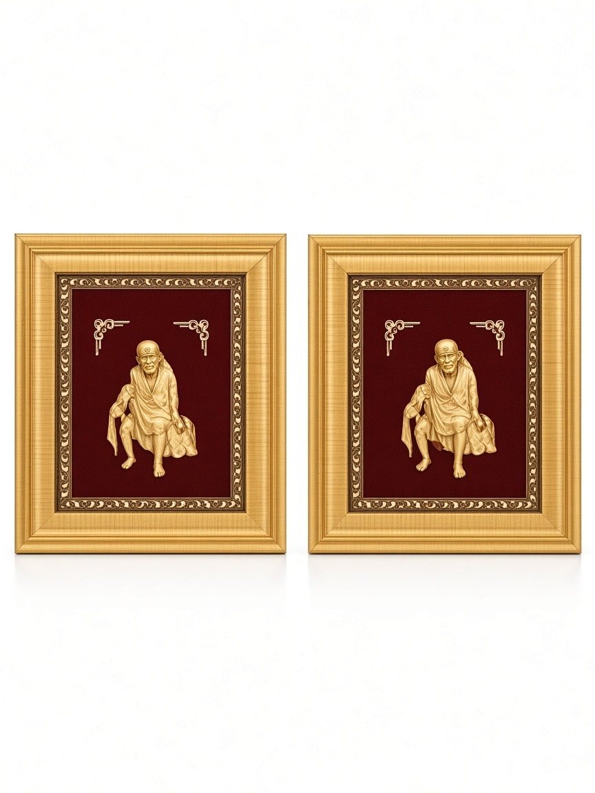 24kt gold leaf artwork of Sai Baba