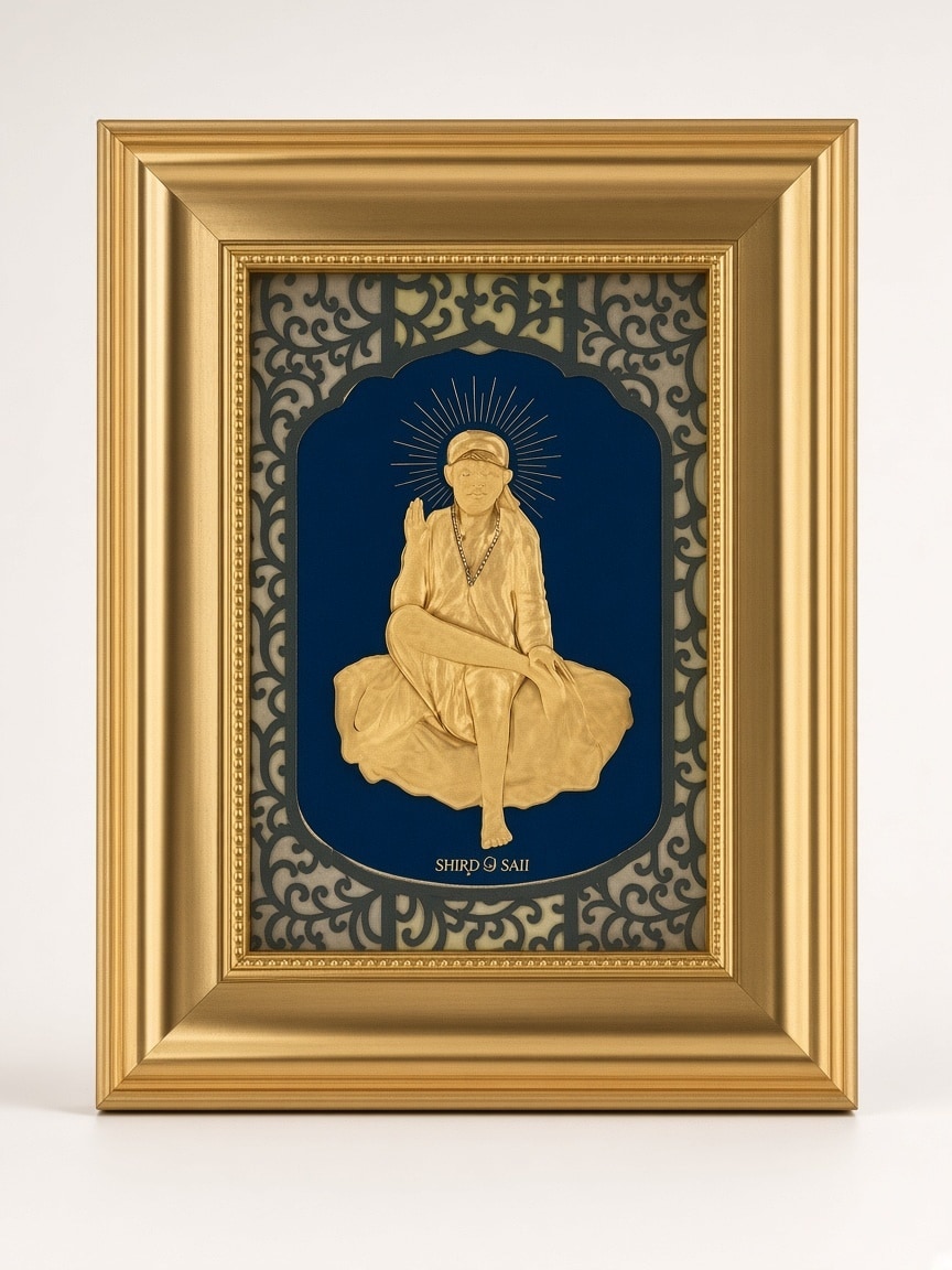 24kt gold leaf artwork of Sai Baba