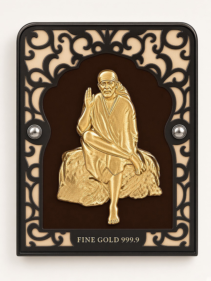 24kt gold leaf artwork of Sai Baba