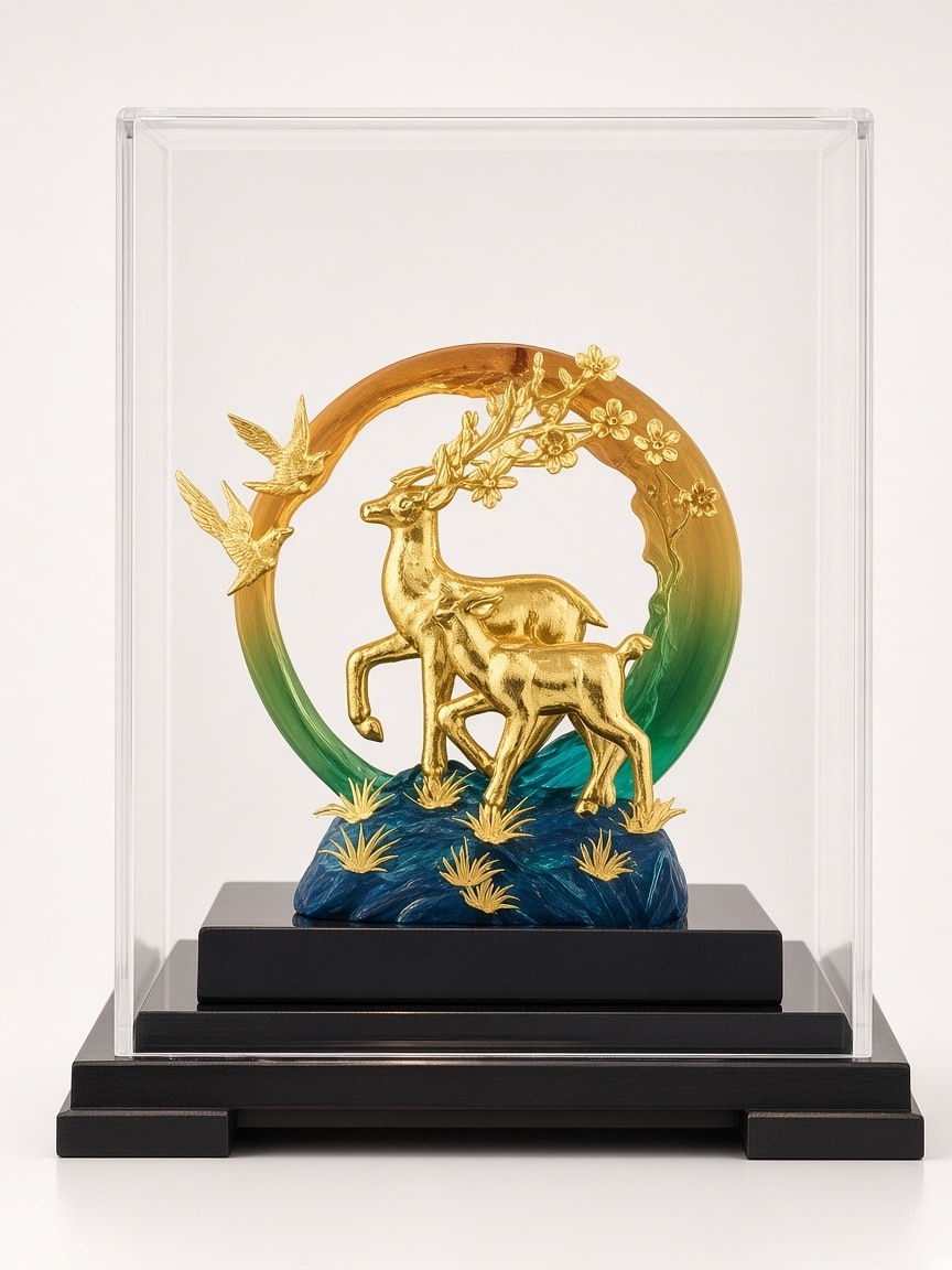 24kt gold leaf artwork of Serene Reindeer