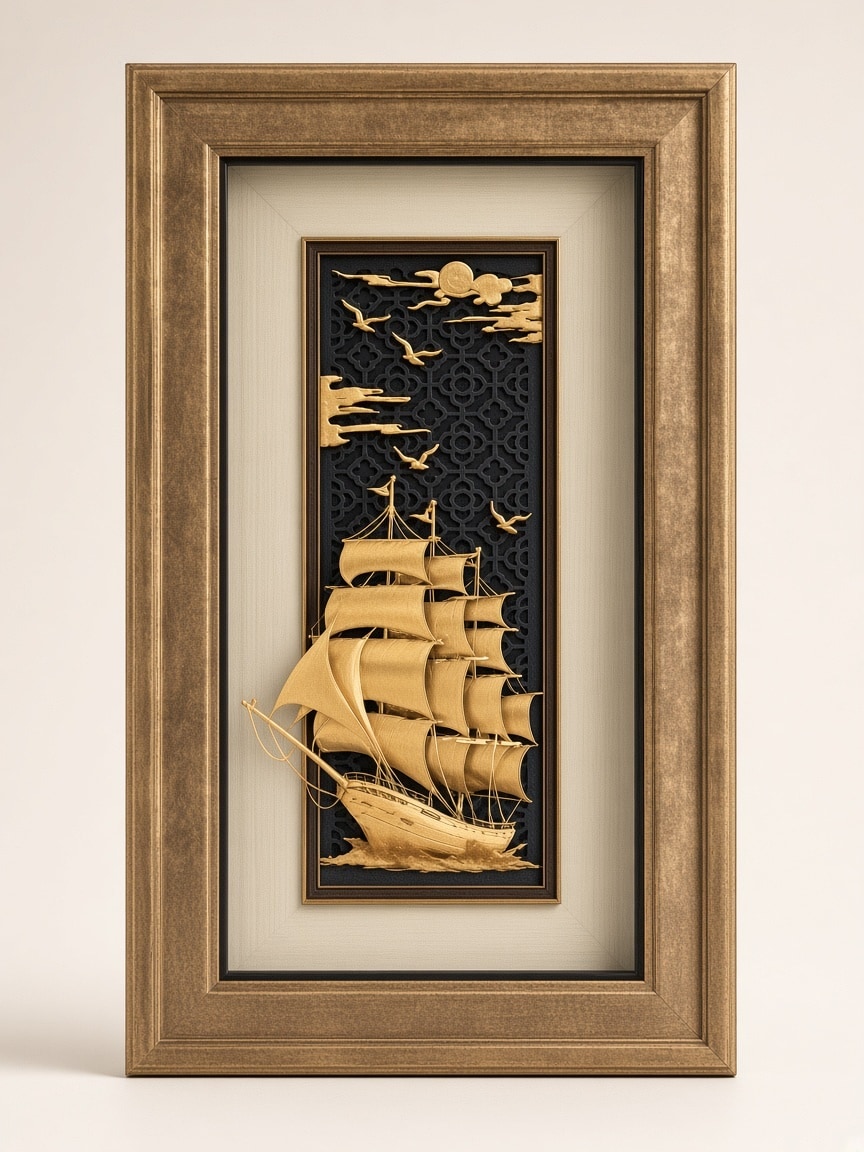 24kt gold leaf artwork of Ship