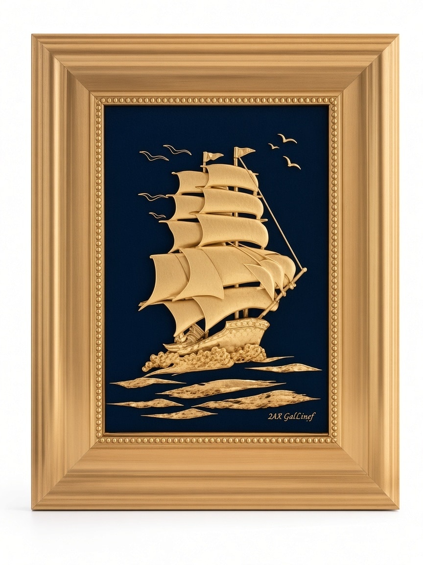 24kt gold leaf artwork of Ship
