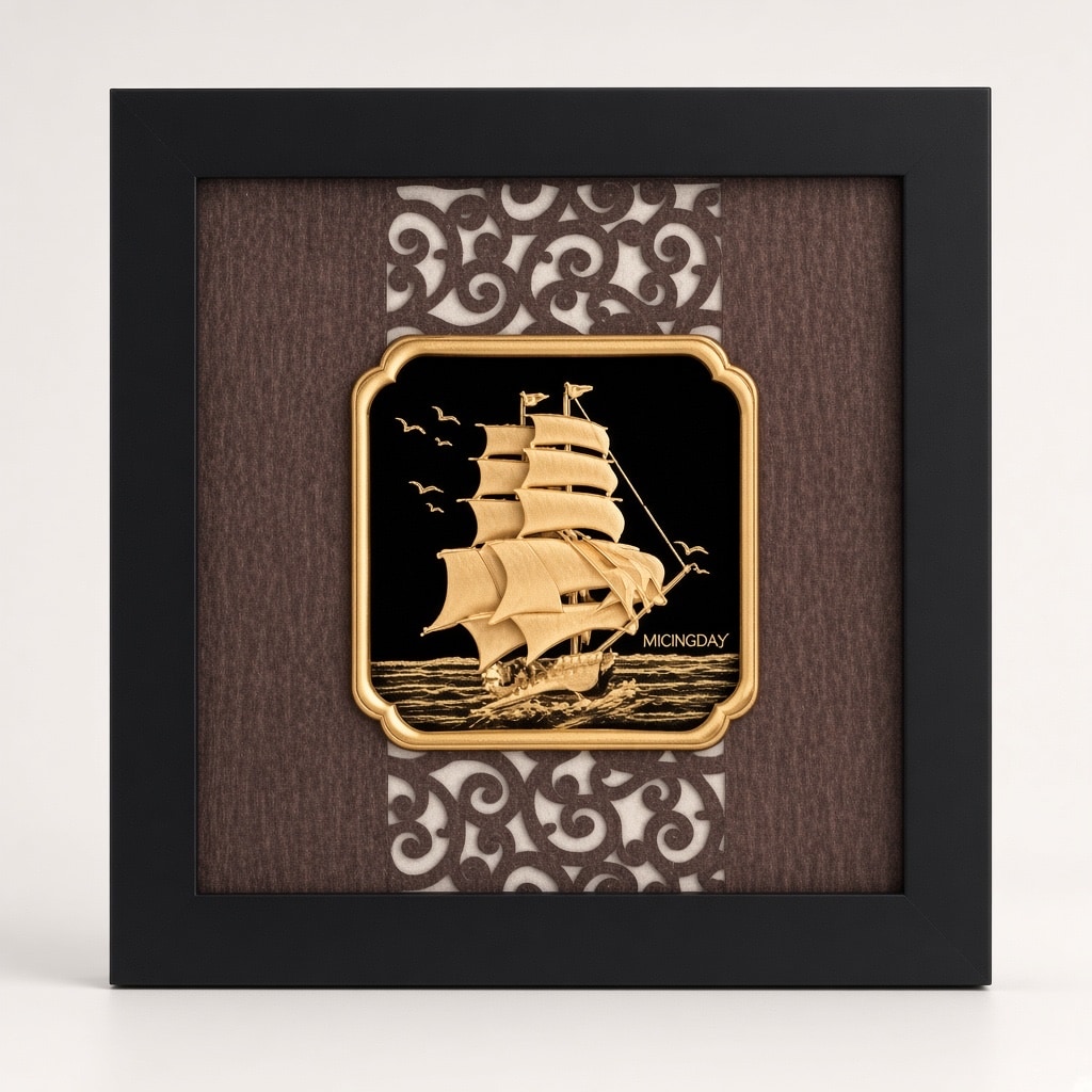 24kt gold leaf artwork of Ship