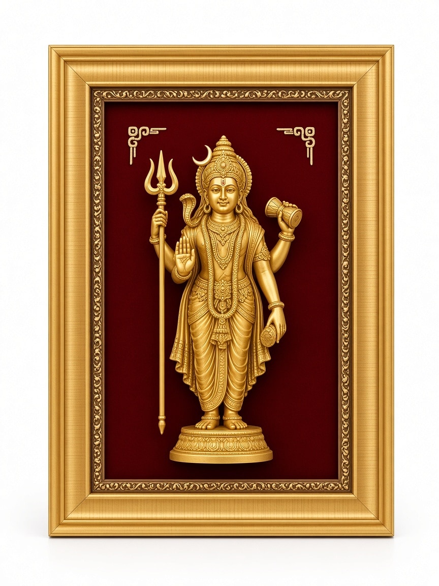 24kt gold leaf artwork of Shiv Ji
