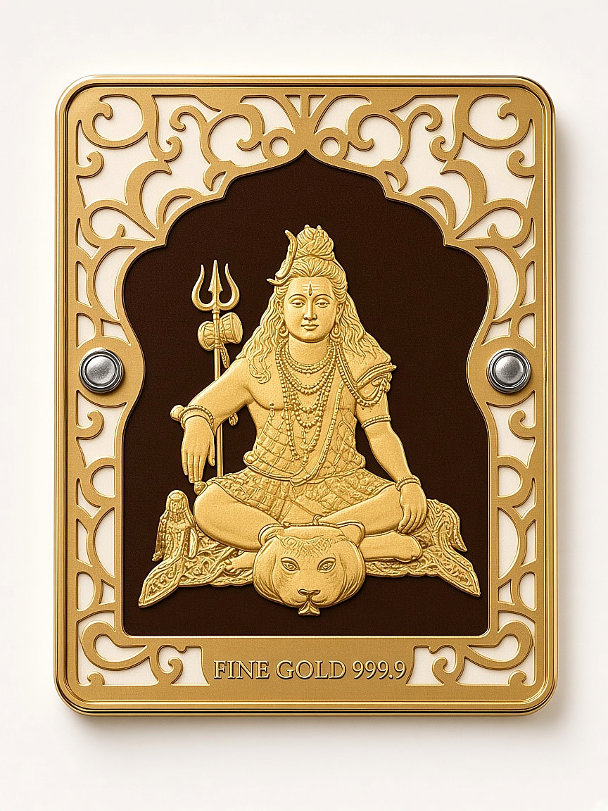 24kt gold leaf artwork of Shiv Ji