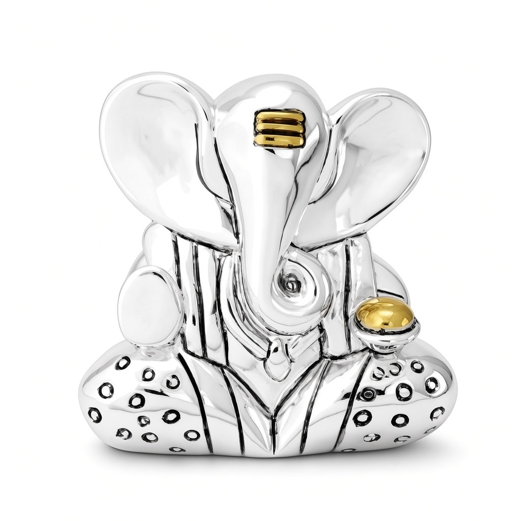 Italian silver covering idol of Sitting Ganesha