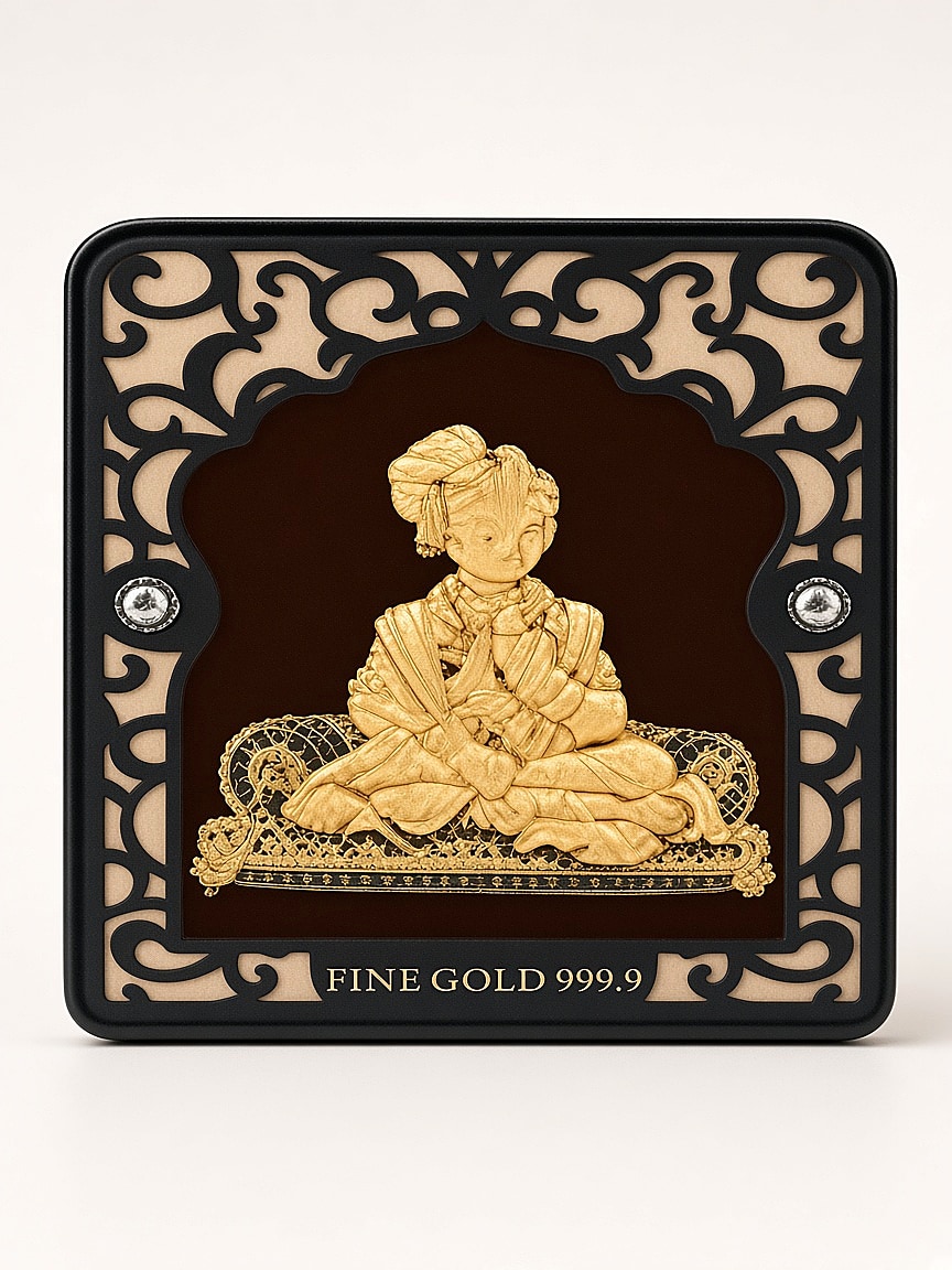 24kt gold leaf artwork of Swaminarayan Ji